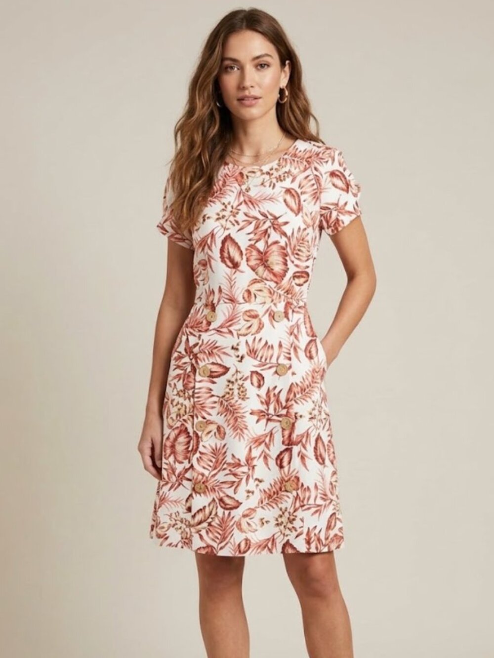 NWT Shelby Palmer Ivory & Red Floral A-Line Dress